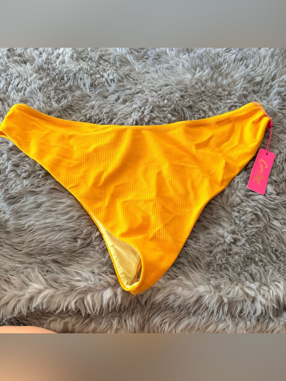 Curvy Beach mustard rib cheeky bottom 3x